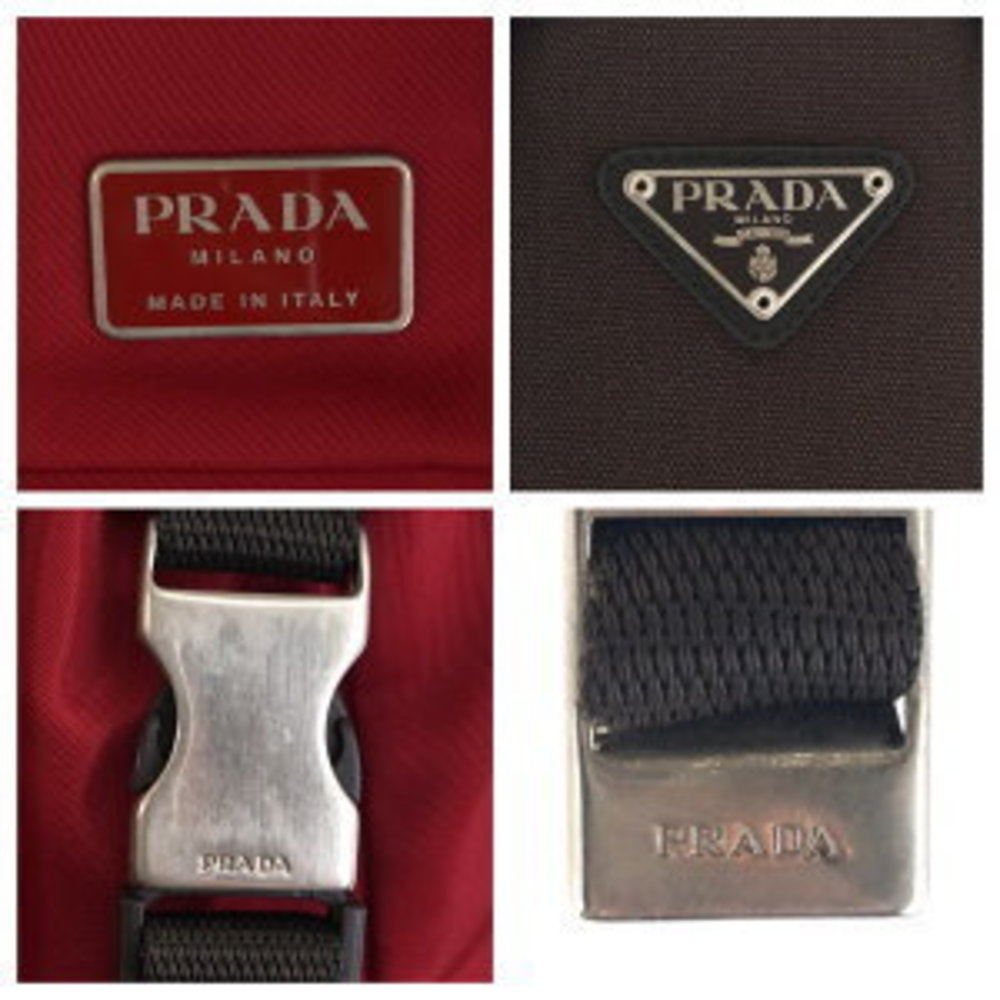 Prada Tessuto Triangular Red Khaki Green Nylon Ba… - image 5